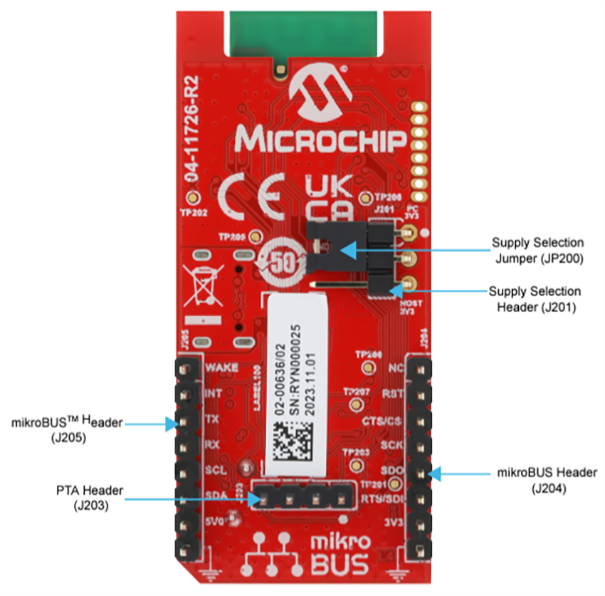 Mechanical Drawing - Microchip Technology RNWF02 Add On Board